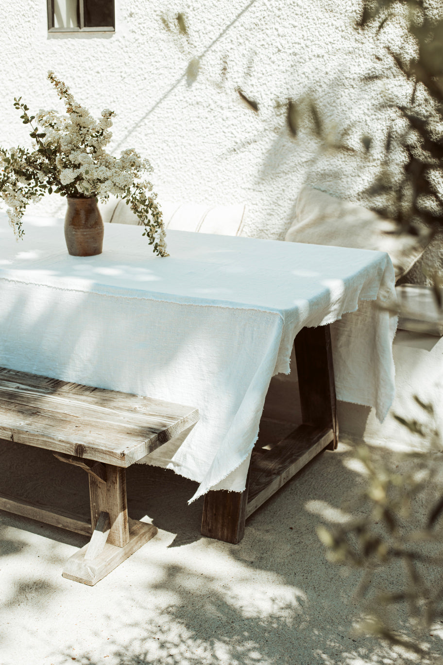 grof linnen tafelkleed - white