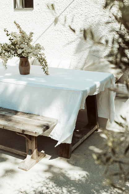 grof linnen tafelkleed - white