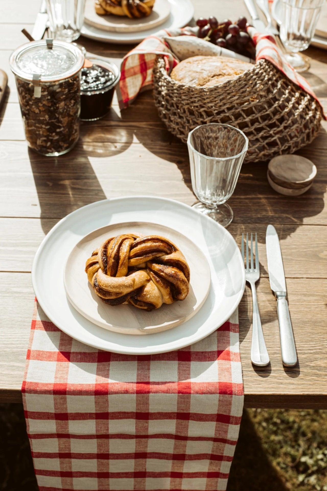 gingham red linen table napkin